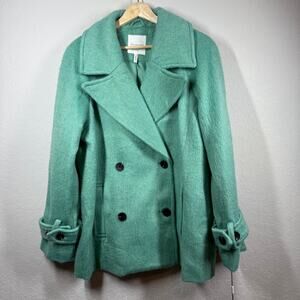 Avec Les Filles Women's Fuzzy Teal Green Peacoat Size S NEW